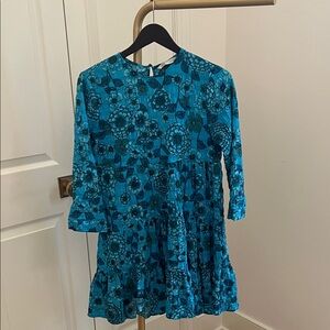 Zara Blue Floral Long Sleeve Dress